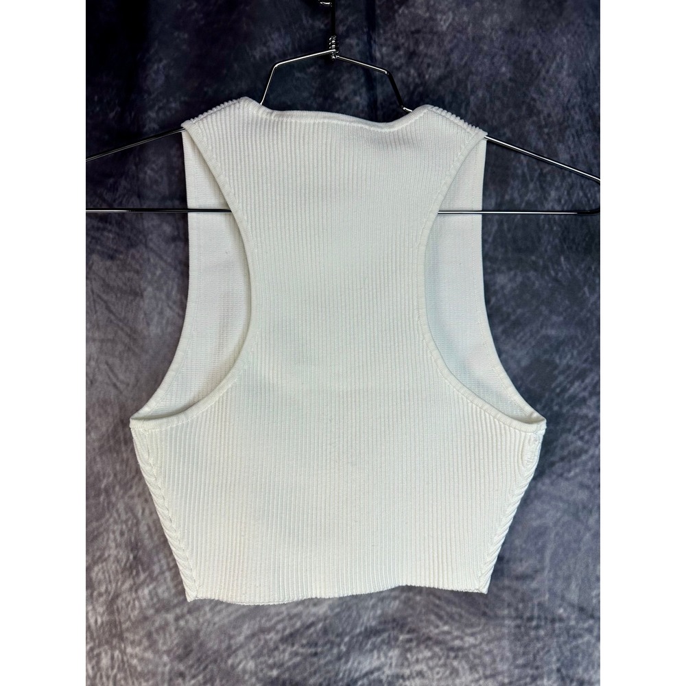 Aritzia Babaton Sculpt Knit Tank Top Women Sm White Ribbed Racerback SPX13821-21 - Picture 2 of 7